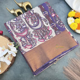 Vriksham Off White Kalamkari Saree with Kanchi Border-VS4314